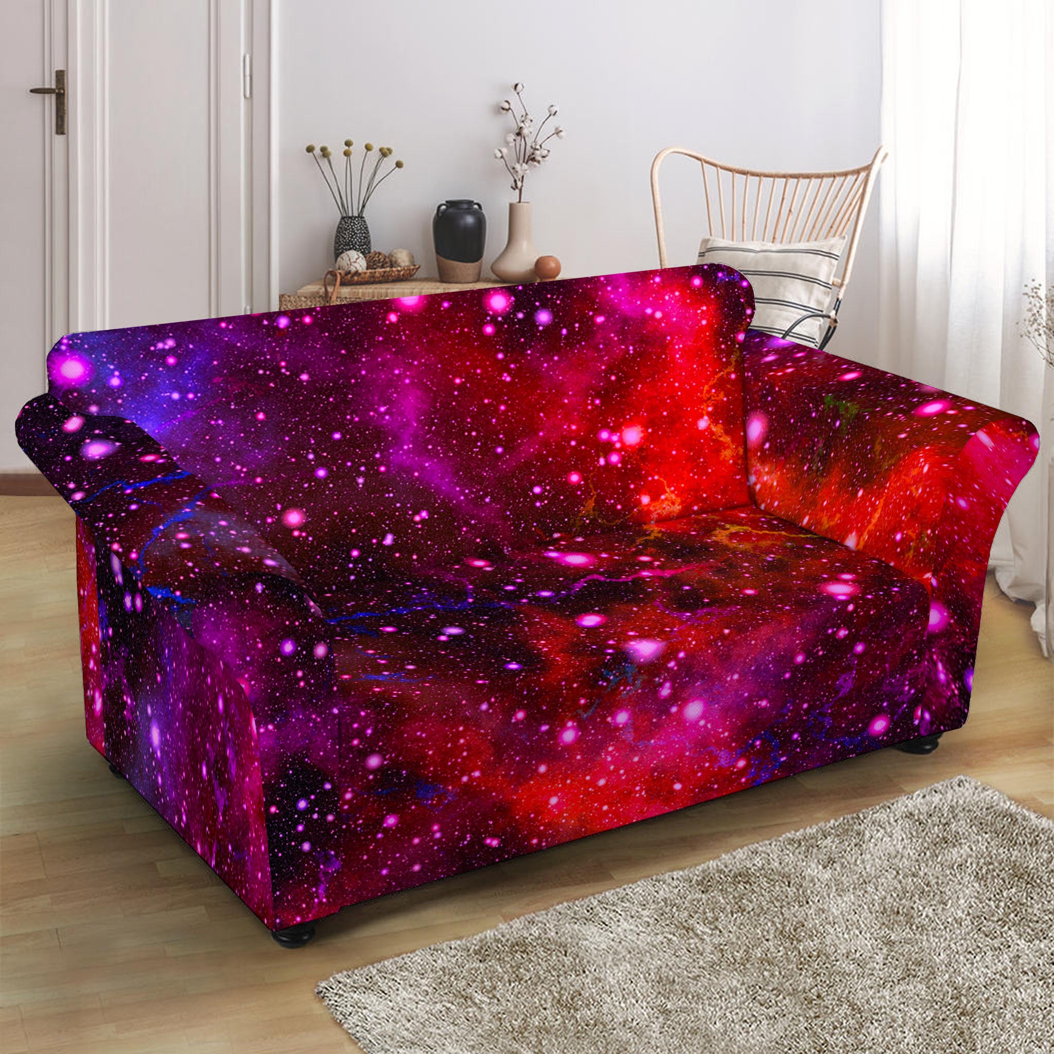 Purple Dark Galaxy Space Print Loveseat Slipcover