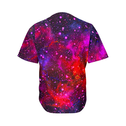 Purple Dark Galaxy Space Print Men's Baseball Jersey