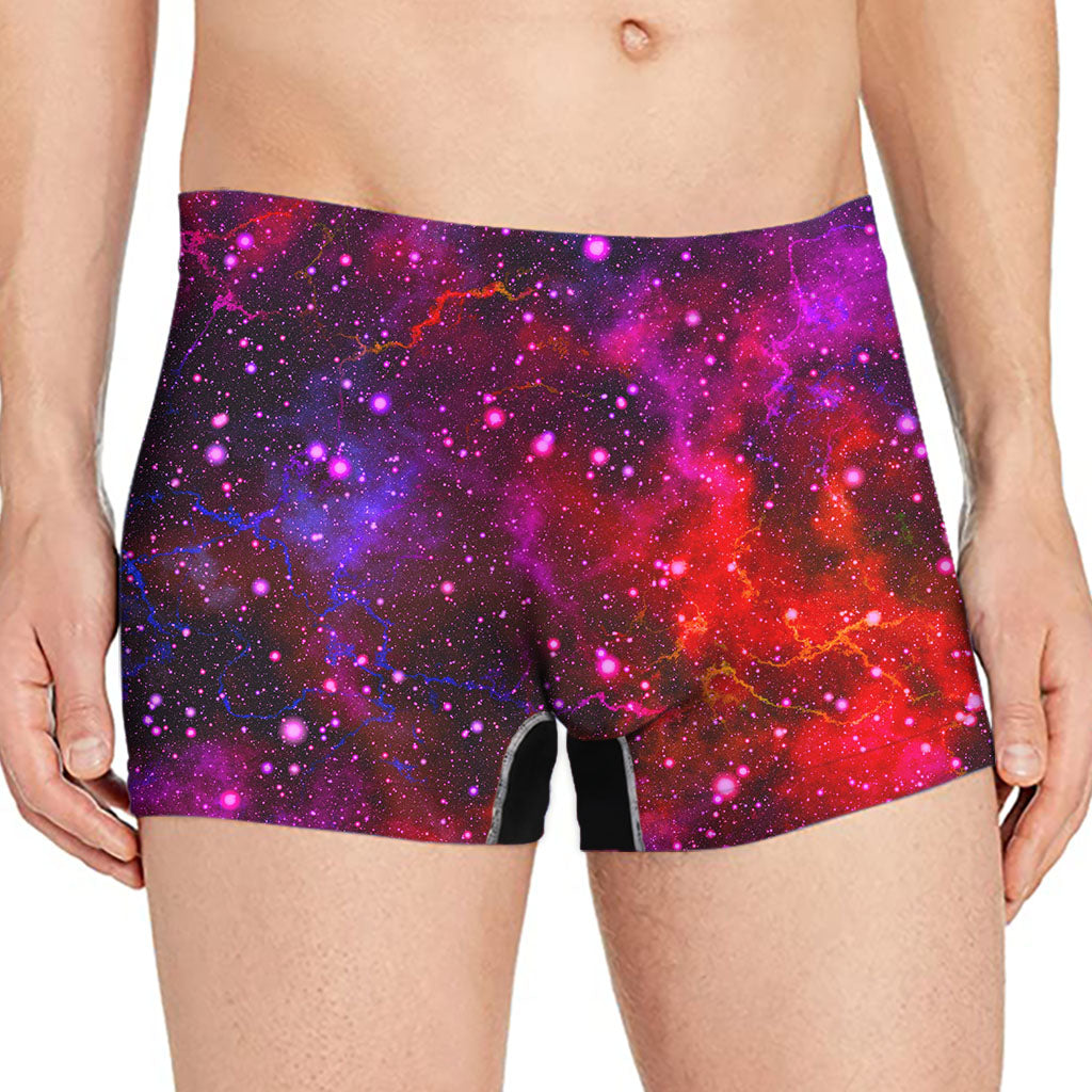 Purple Dark Galaxy Space Print Men's Boxer Briefs