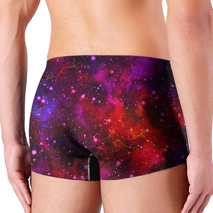 Purple Dark Galaxy Space Print Men's Boxer Briefs
