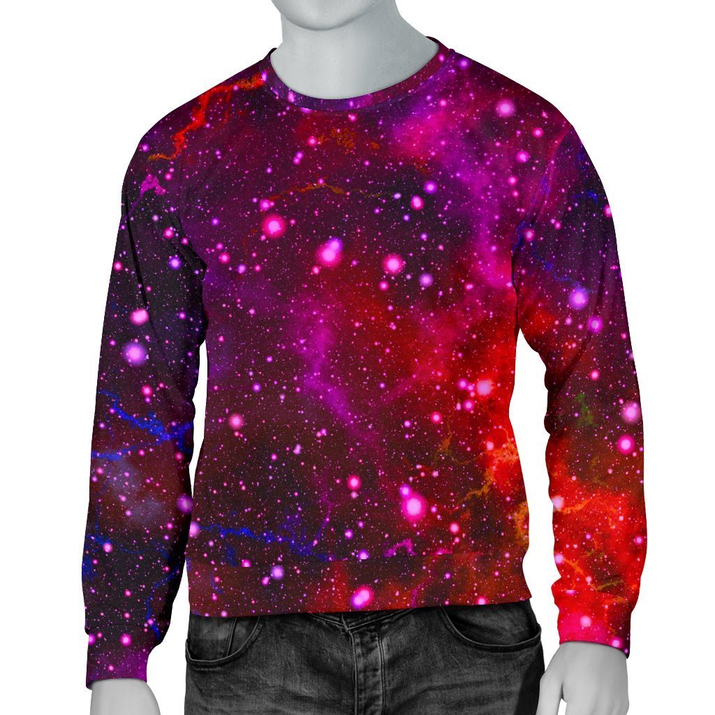 Purple Dark Galaxy Space Print Men's Crewneck Sweatshirt GearFrost