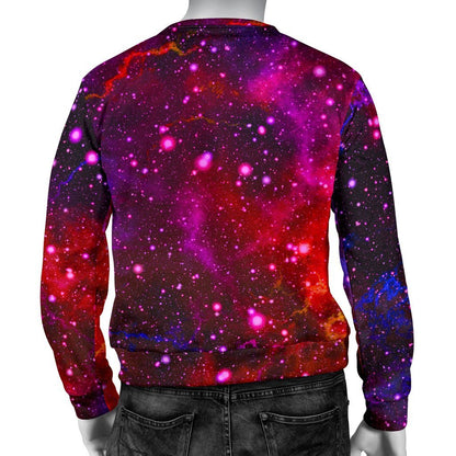 Purple Dark Galaxy Space Print Men's Crewneck Sweatshirt GearFrost