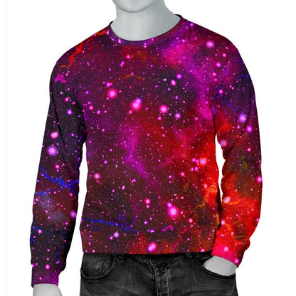 Purple Dark Galaxy Space Print Men's Crewneck Sweatshirt GearFrost