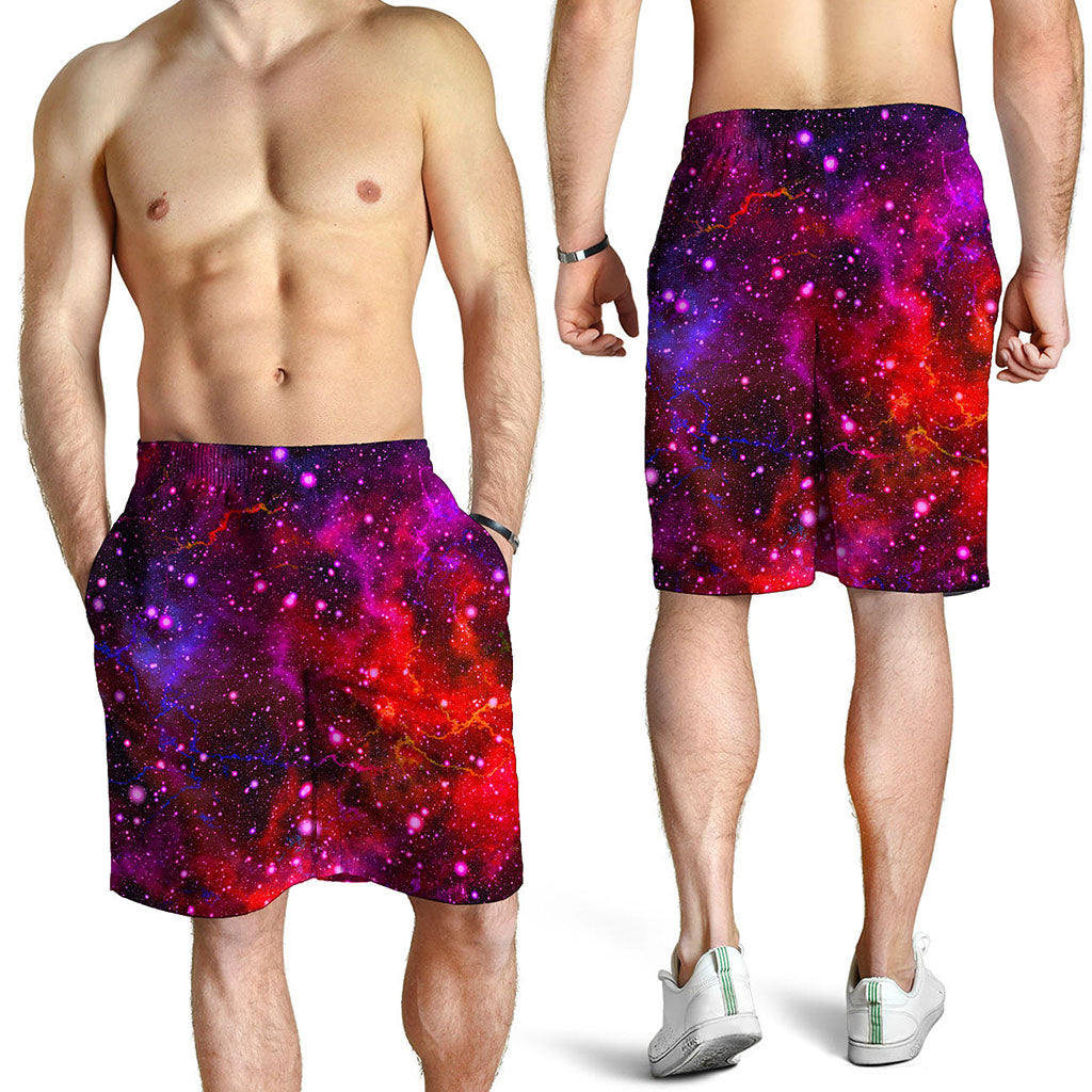 Purple Dark Galaxy Space Print Men's Shorts