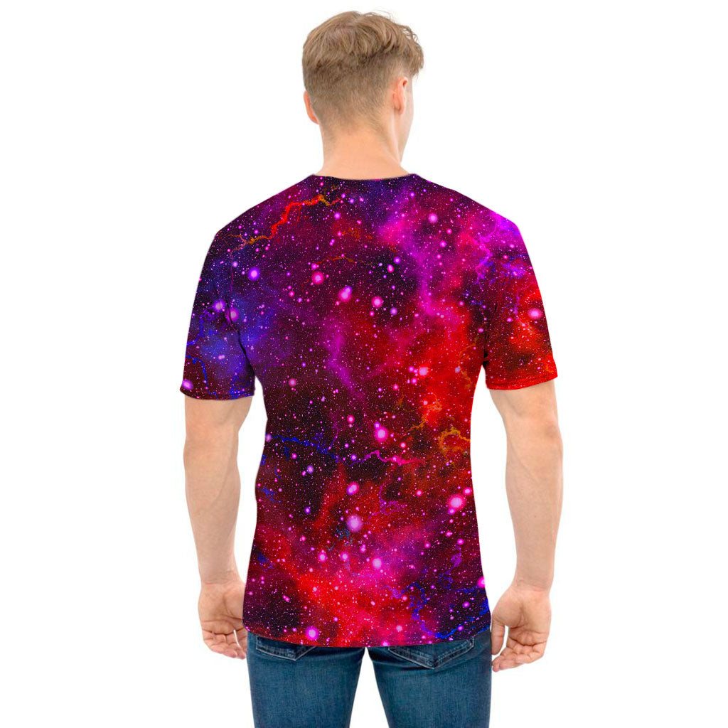 Purple Dark Galaxy Space Print Men's T-Shirt