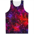 Purple Dark Galaxy Space Print Men's Tank Top