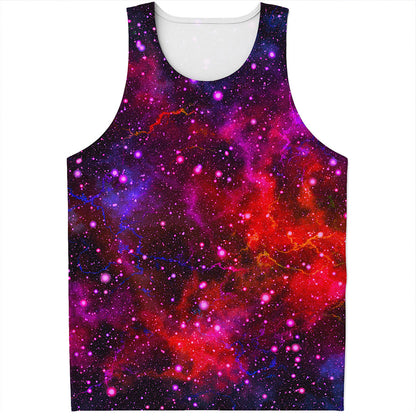 Purple Dark Galaxy Space Print Men's Tank Top
