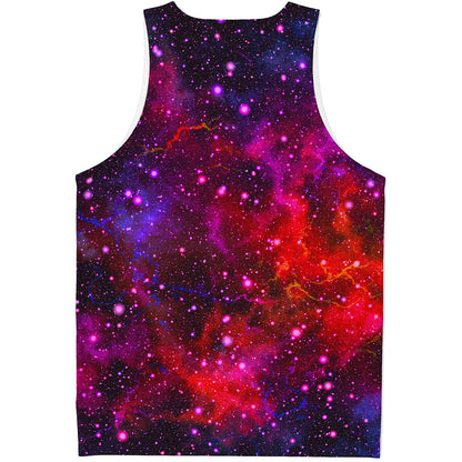 Purple Dark Galaxy Space Print Men's Tank Top