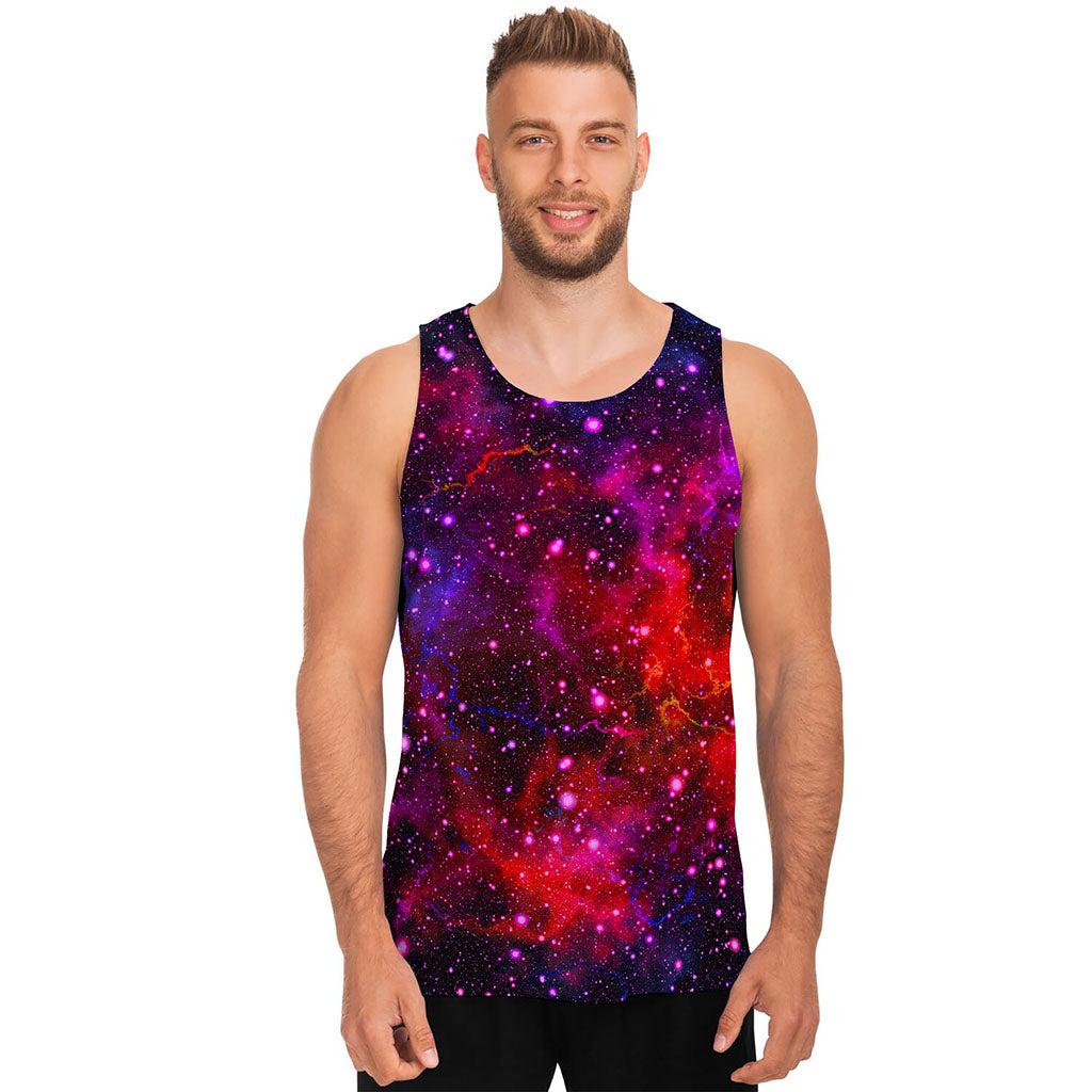 Purple Dark Galaxy Space Print Men's Tank Top