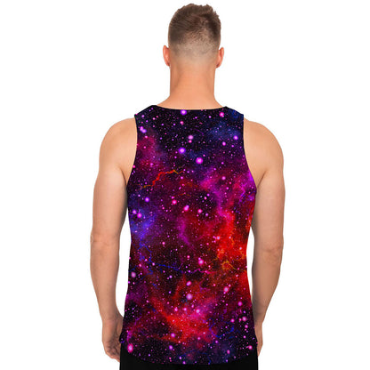 Purple Dark Galaxy Space Print Men's Tank Top