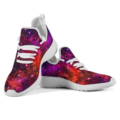 Purple Dark Galaxy Space Print Mesh Knit Shoes GearFrost