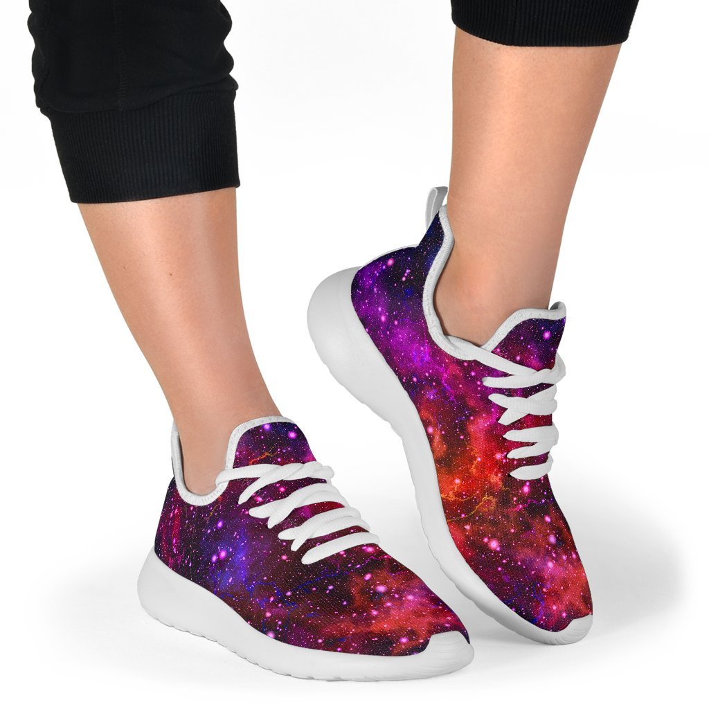 Purple Dark Galaxy Space Print Mesh Knit Shoes GearFrost