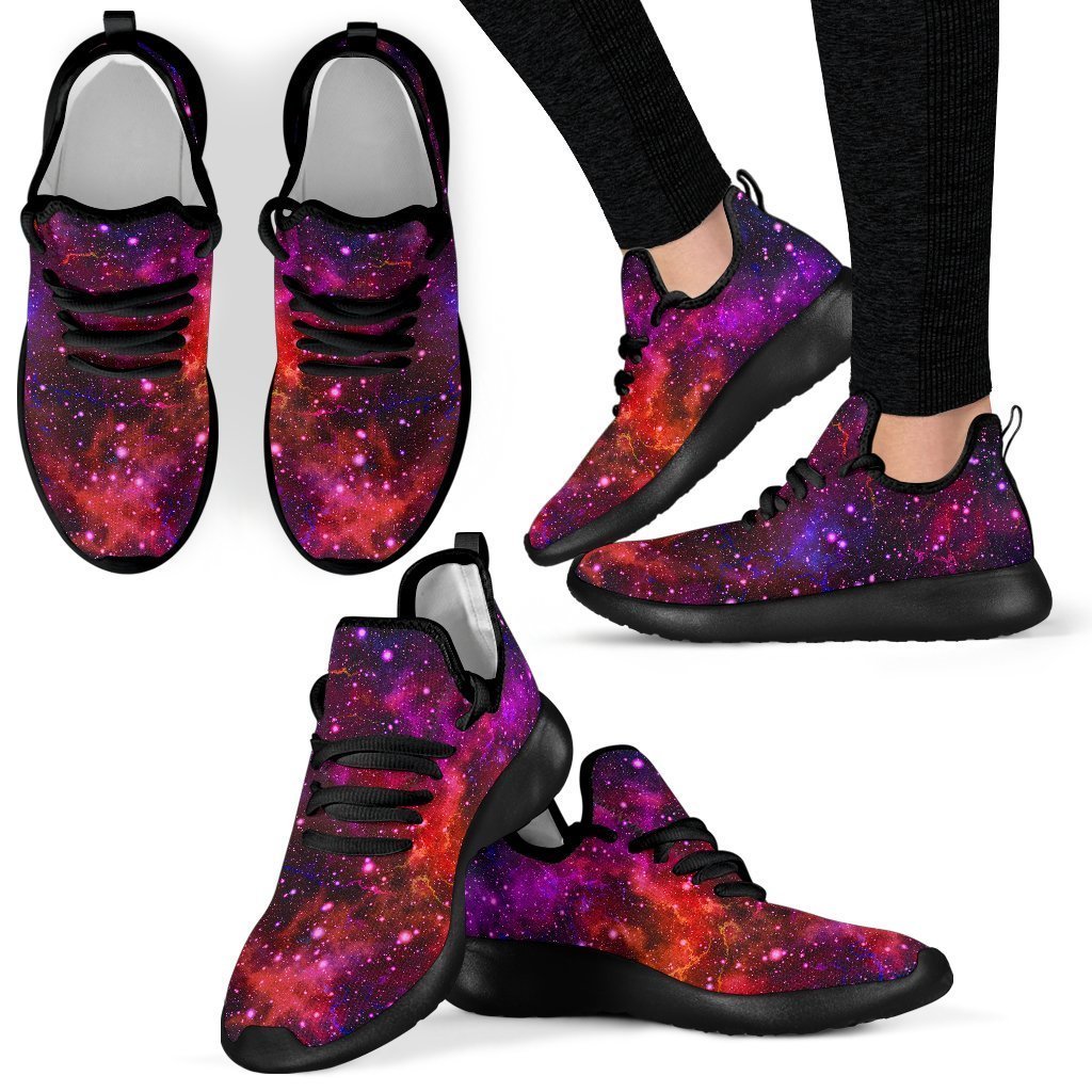 Purple Dark Galaxy Space Print Mesh Knit Shoes GearFrost