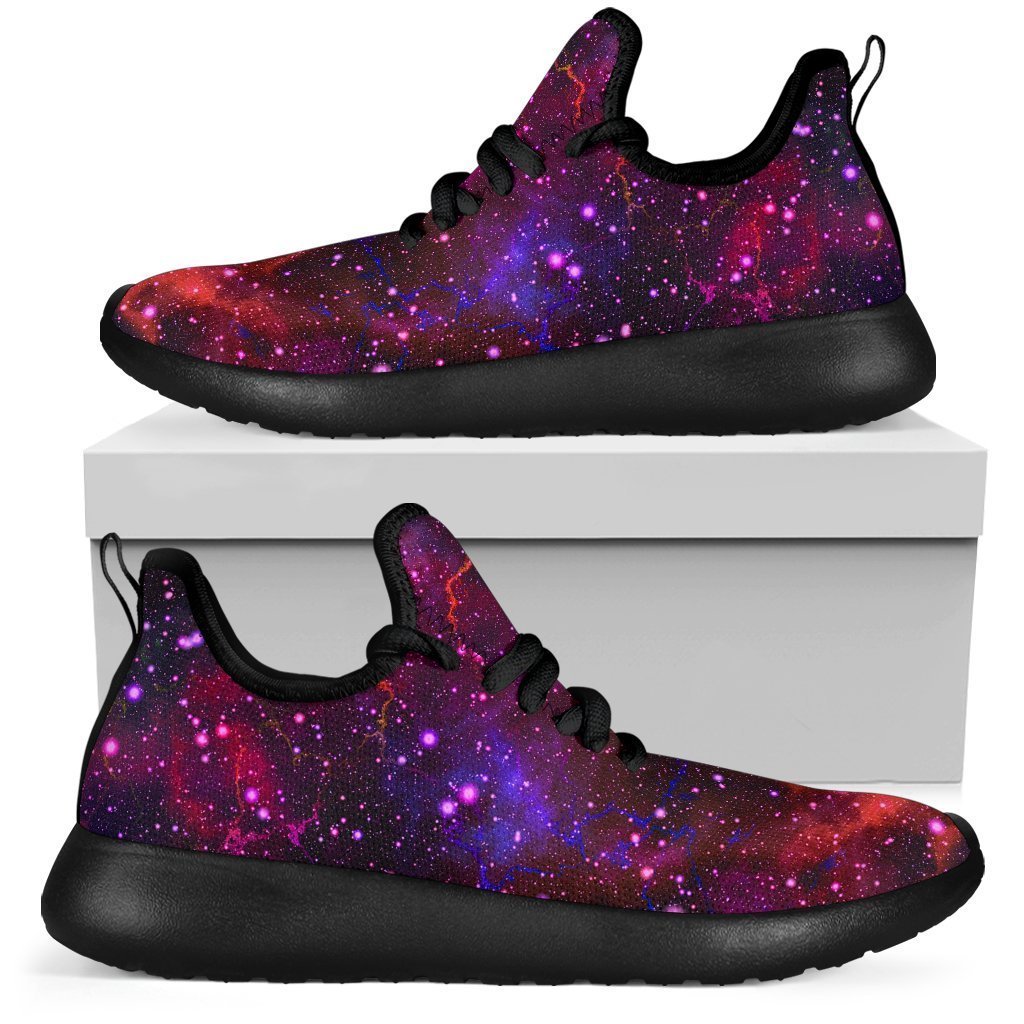 Purple Dark Galaxy Space Print Mesh Knit Shoes GearFrost