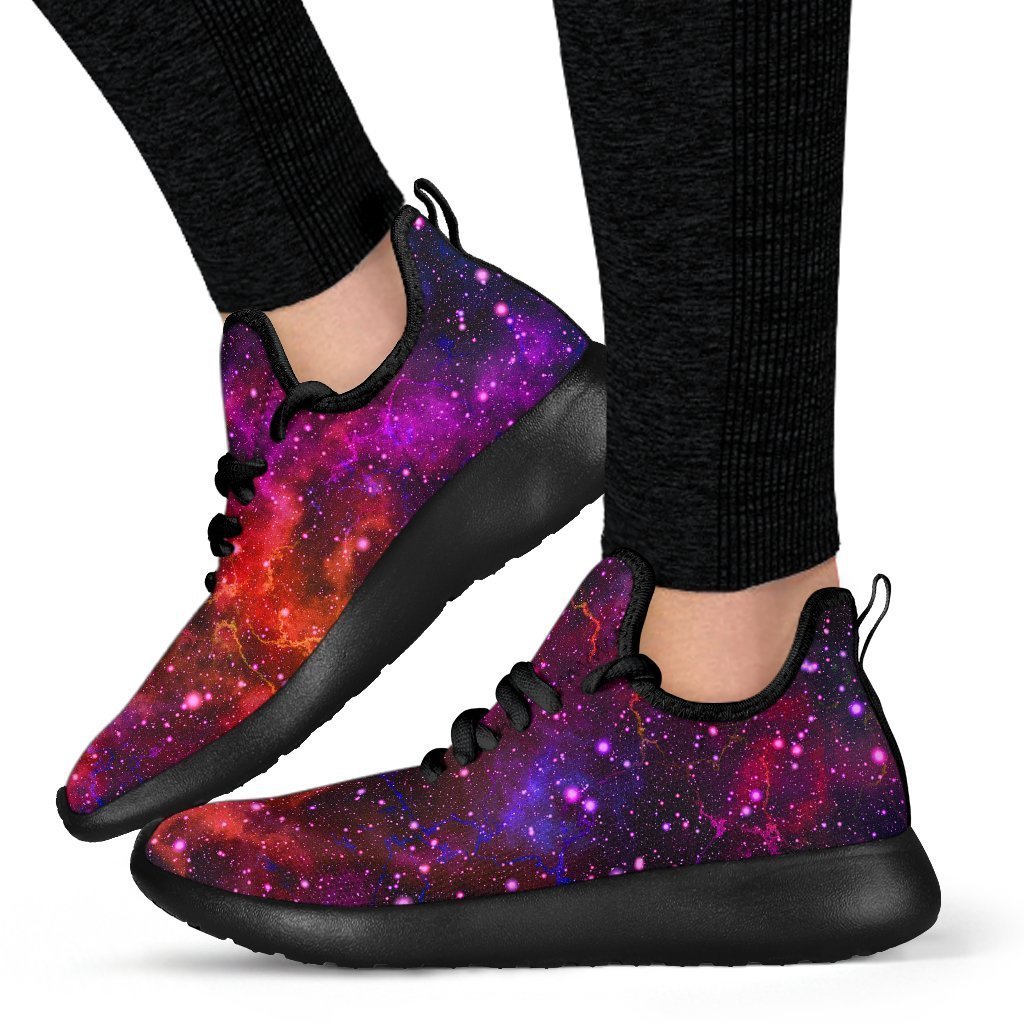 Purple Dark Galaxy Space Print Mesh Knit Shoes GearFrost