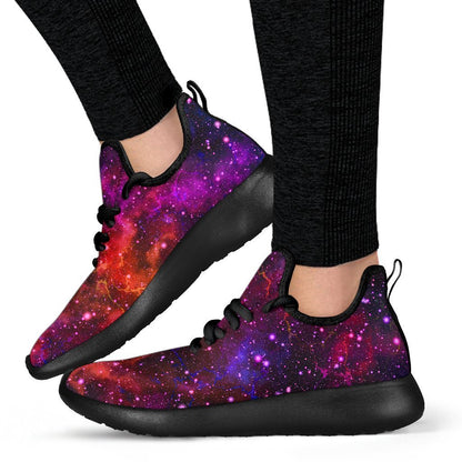 Purple Dark Galaxy Space Print Mesh Knit Shoes GearFrost