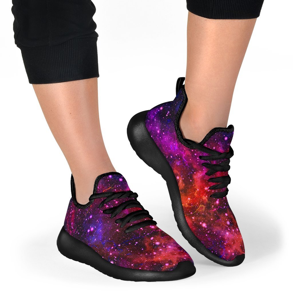 Purple Dark Galaxy Space Print Mesh Knit Shoes GearFrost