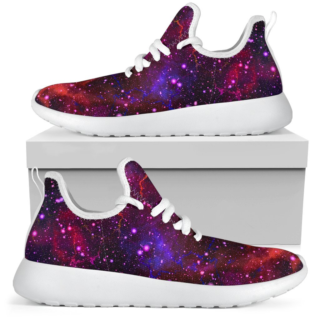 Purple Dark Galaxy Space Print Mesh Knit Shoes GearFrost