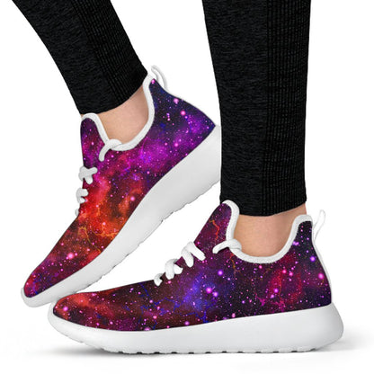 Purple Dark Galaxy Space Print Mesh Knit Shoes GearFrost