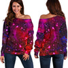 Purple Dark Galaxy Space Print Off Shoulder Sweatshirt GearFrost