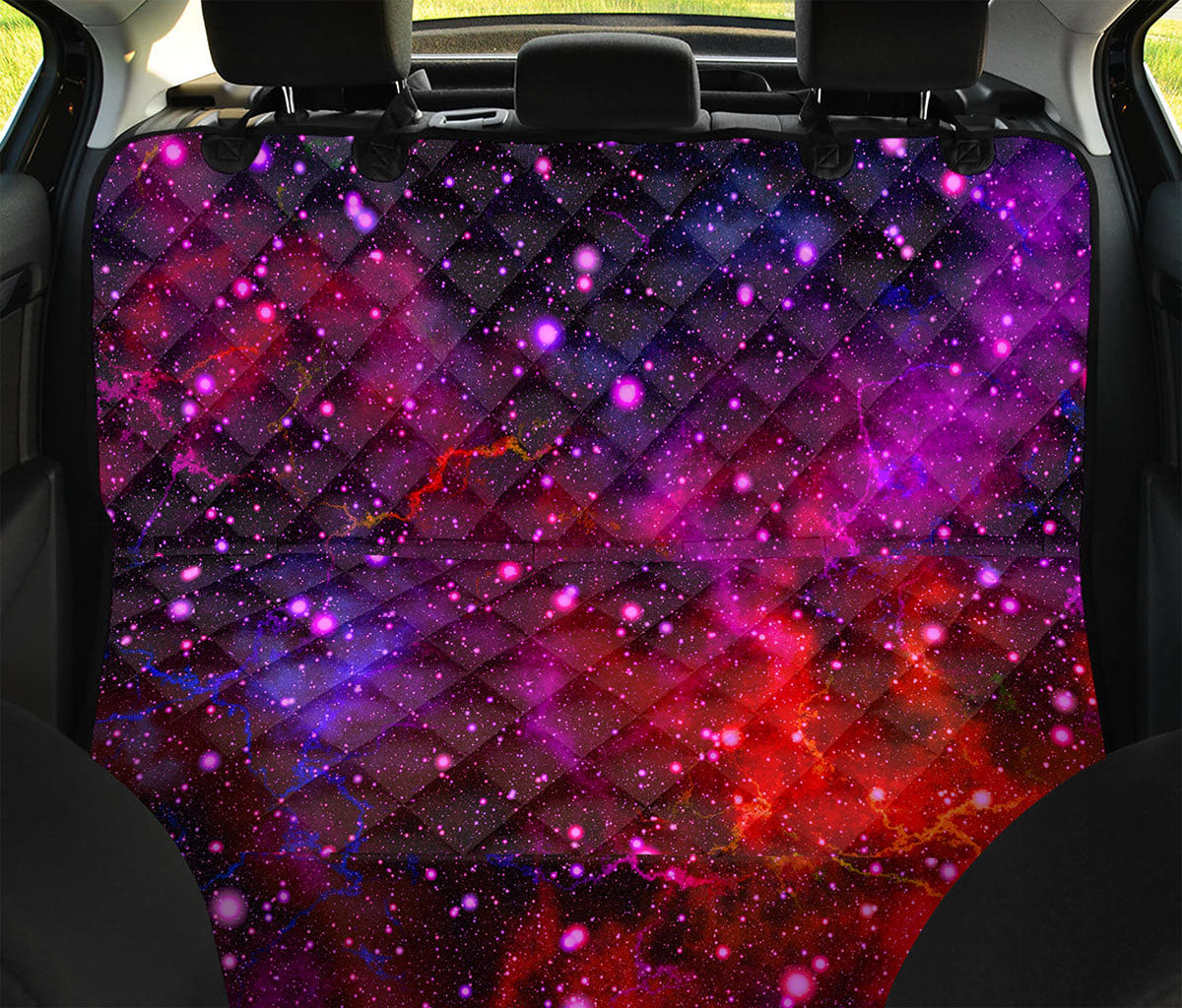 Purple Dark Galaxy Space Print Pet Car Back Seat Cover