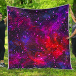 Purple Dark Galaxy Space Print Quilt