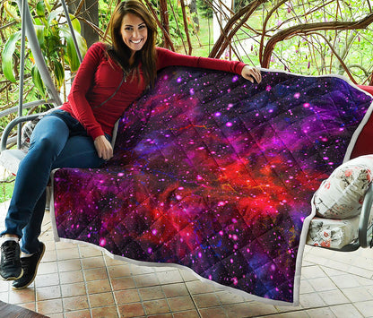 Purple Dark Galaxy Space Print Quilt