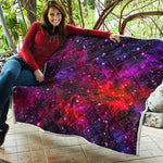 Purple Dark Galaxy Space Print Quilt