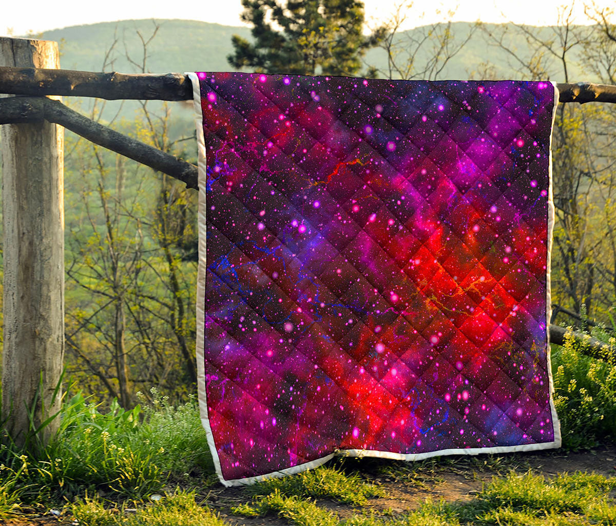 Purple Dark Galaxy Space Print Quilt