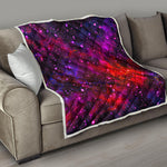 Purple Dark Galaxy Space Print Quilt