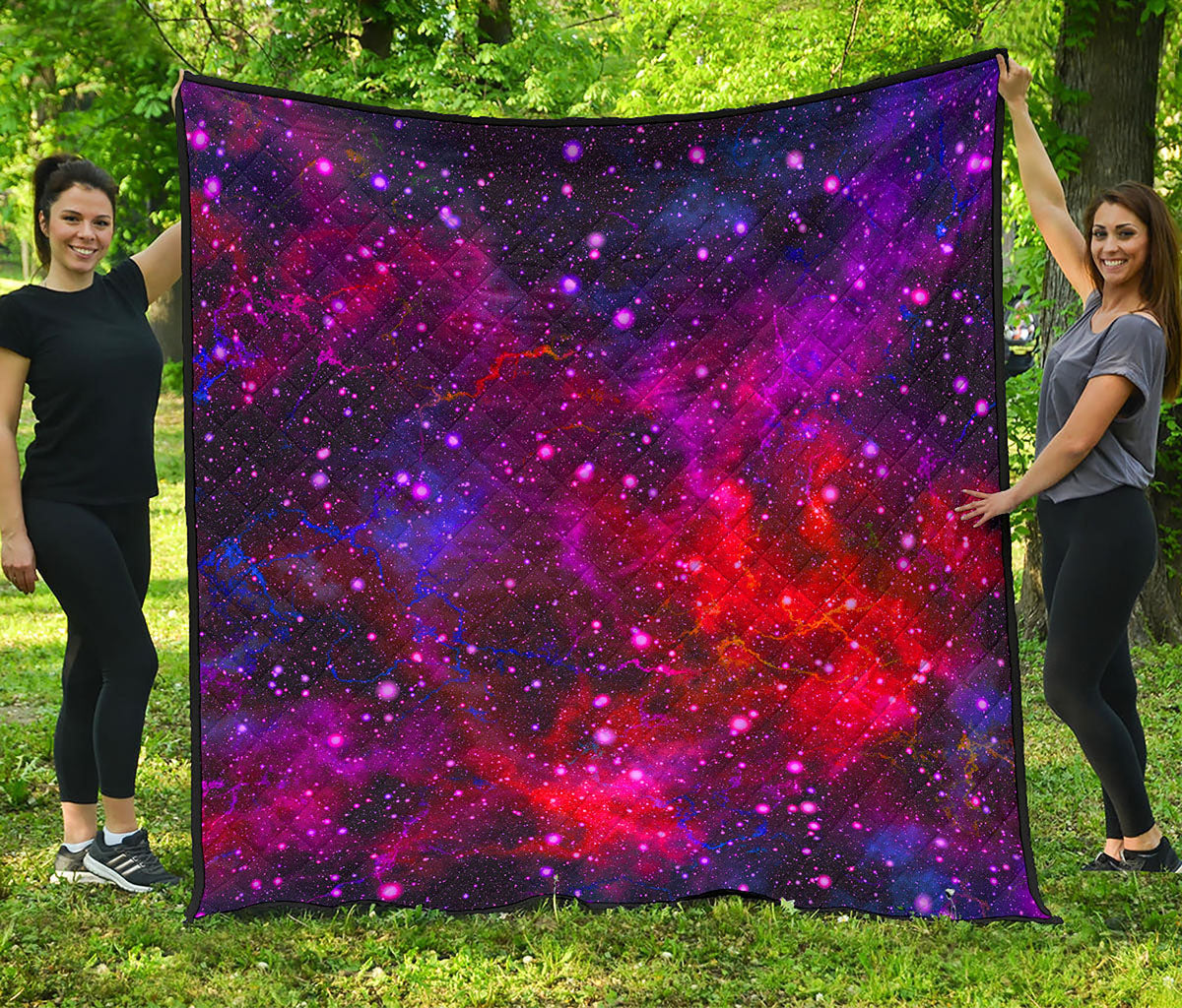 Purple Dark Galaxy Space Print Quilt
