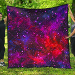 Purple Dark Galaxy Space Print Quilt