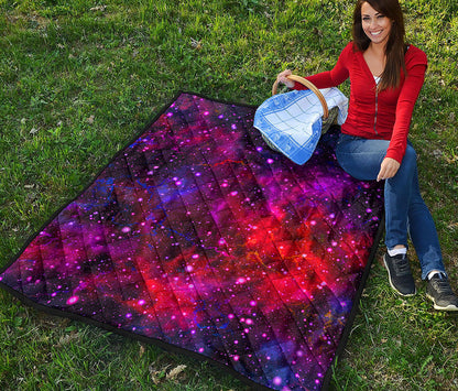 Purple Dark Galaxy Space Print Quilt