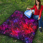 Purple Dark Galaxy Space Print Quilt