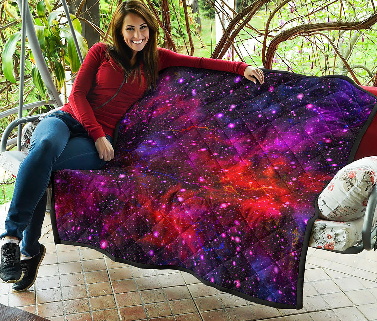 Purple Dark Galaxy Space Print Quilt