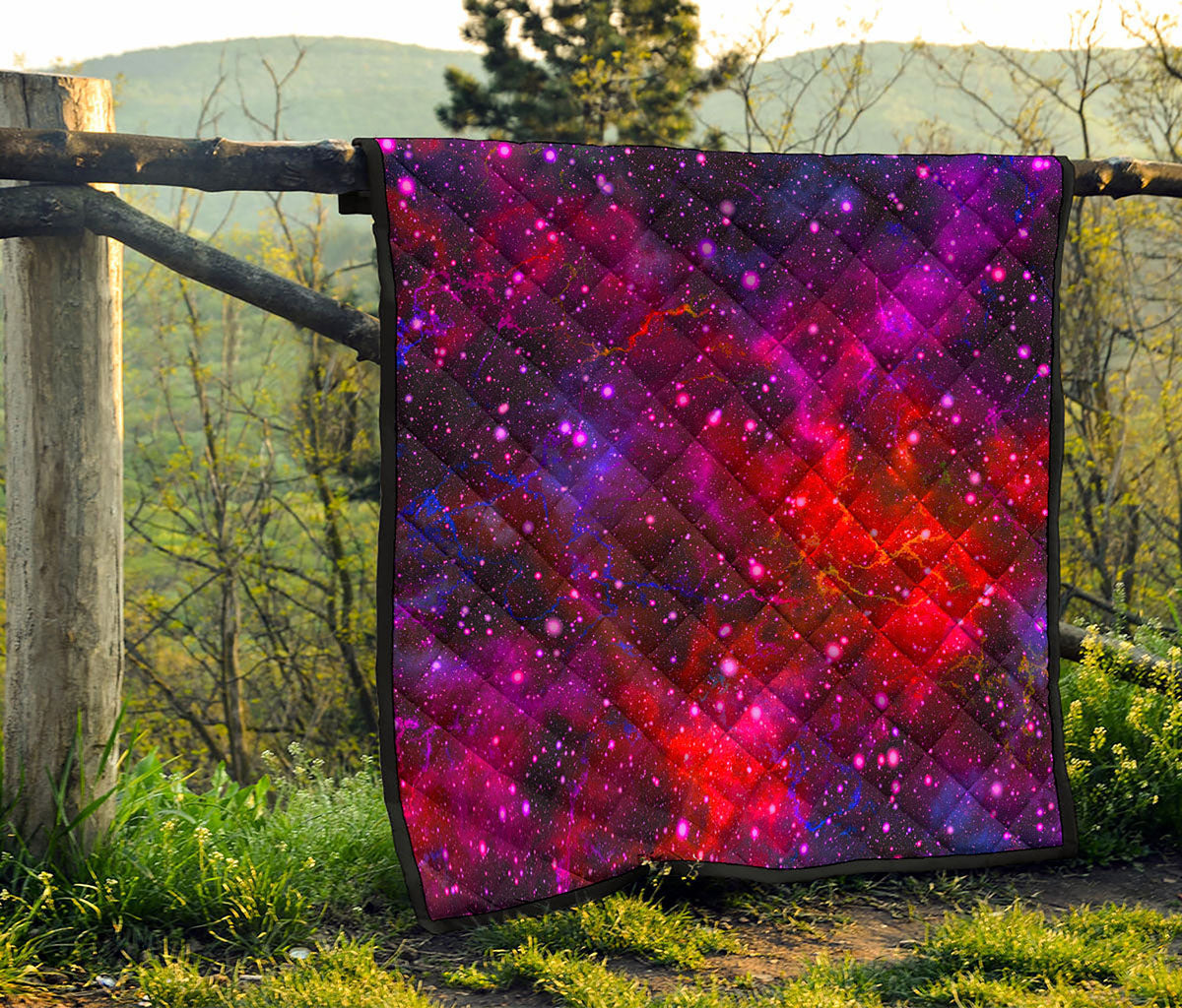 Purple Dark Galaxy Space Print Quilt