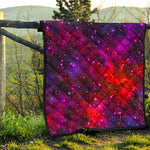 Purple Dark Galaxy Space Print Quilt