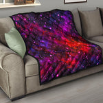 Purple Dark Galaxy Space Print Quilt