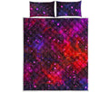 Purple Dark Galaxy Space Print Quilt Bed Set