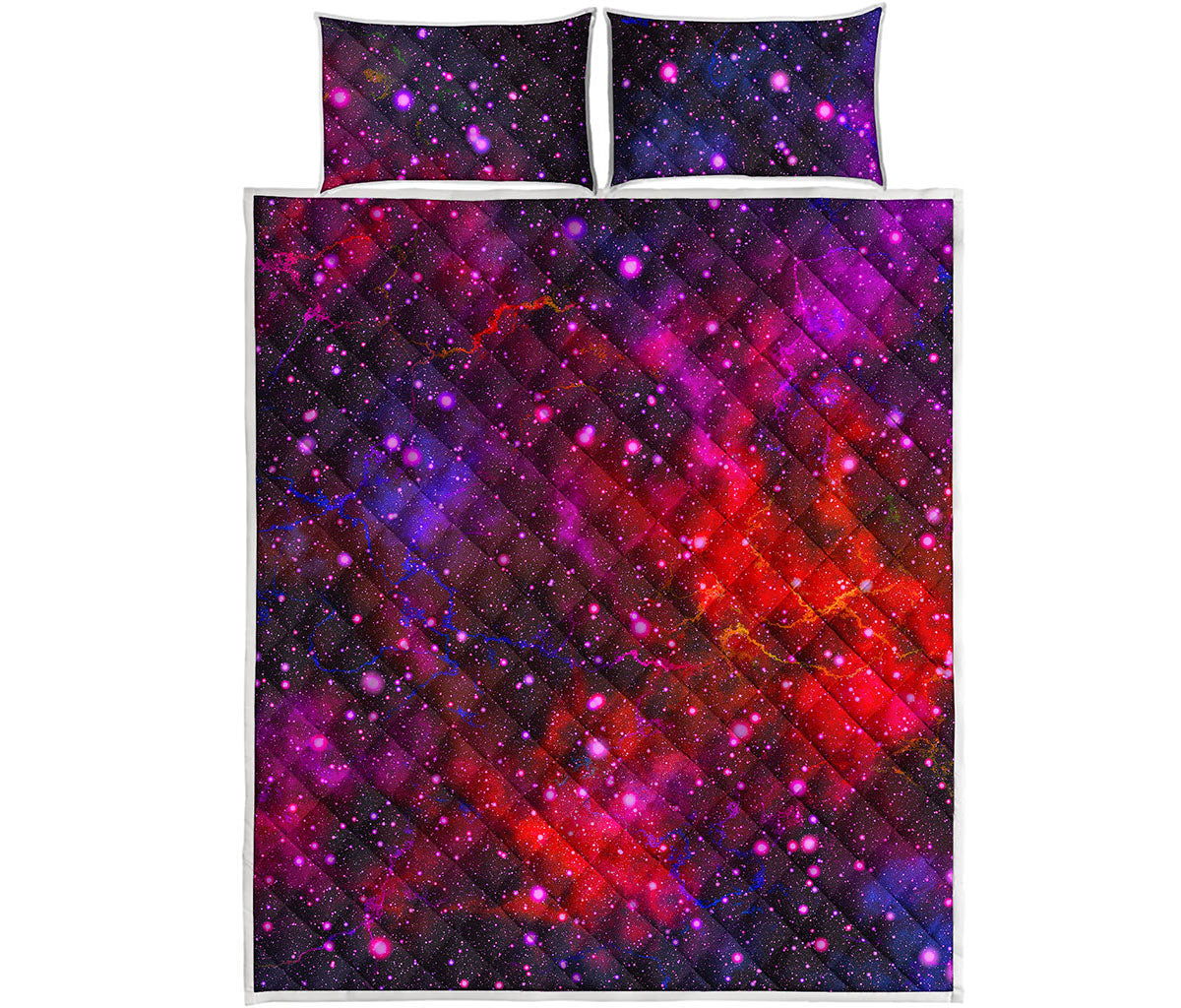 Purple Dark Galaxy Space Print Quilt Bed Set