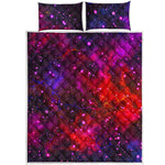 Purple Dark Galaxy Space Print Quilt Bed Set