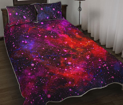 Purple Dark Galaxy Space Print Quilt Bed Set