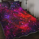 Purple Dark Galaxy Space Print Quilt Bed Set