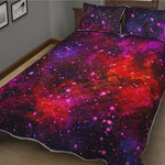 Purple Dark Galaxy Space Print Quilt Bed Set