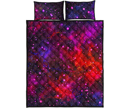 Purple Dark Galaxy Space Print Quilt Bed Set