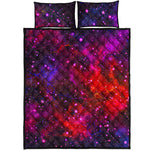 Purple Dark Galaxy Space Print Quilt Bed Set
