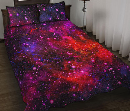 Purple Dark Galaxy Space Print Quilt Bed Set
