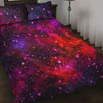 Purple Dark Galaxy Space Print Quilt Bed Set