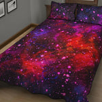 Purple Dark Galaxy Space Print Quilt Bed Set