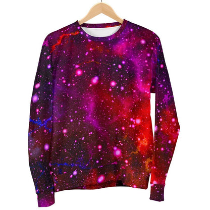 Purple Dark Galaxy Space Print Women's Crewneck Sweatshirt GearFrost